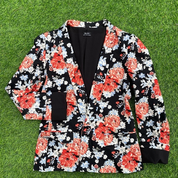 Floral Print Bardot Blazer Sz 8 Preowned casual brunch social event Womens